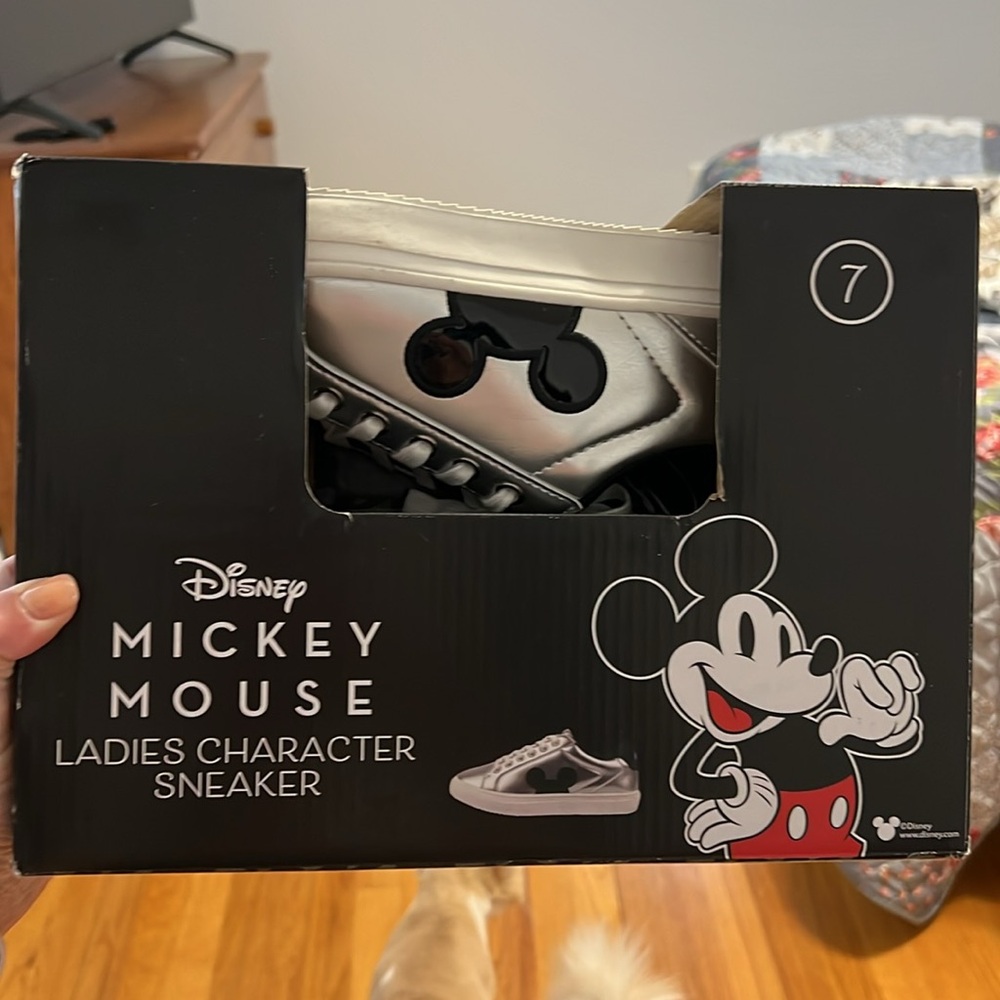 NWT Disney Mickey Mouse Silver & Black Sneakers- 7 - Picture 7 of 8